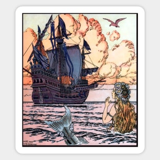 Ship on the Ocean, The Little Mermaid - Ivan Bilibin Sticker